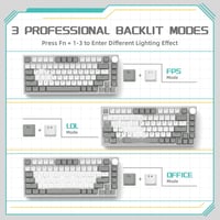 YINDIAO AK820 Mechanikus Gaming Billentyűzet 75% Layout 81 Gomb Hot-Swap Piros Switch USB-C PC Mac Szürke Fehér 8