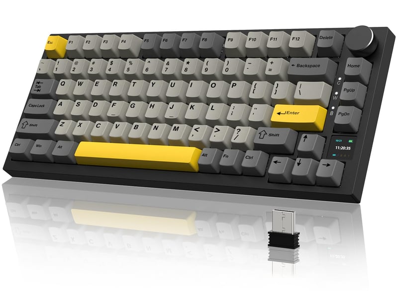 Mechanická klávesnica YINDIAO AK820 PRO s TFT displejom, bezdrôtová 2.4G/Bluetooth, sivá