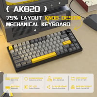YINDIAO AK820PRO Mechanikus Billentyűzet TFT Kijelzővel, Vezeték Nélküli 2.4G/BT5.1, Szürke 2