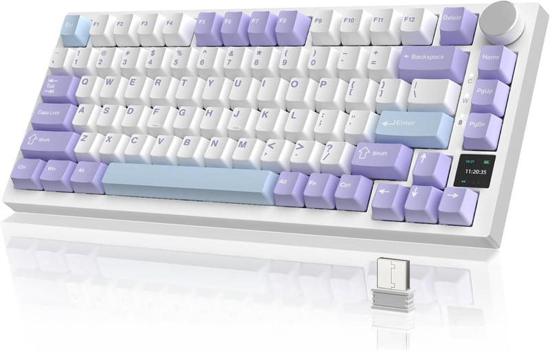 YINDIAO AK820PRO Mechanikus Gaming Billentyűzet TFT Kijelzővel, Vezeték Nélküli 2.4G/Bluetooth, 75% Layout, RGB Háttérvilágítás