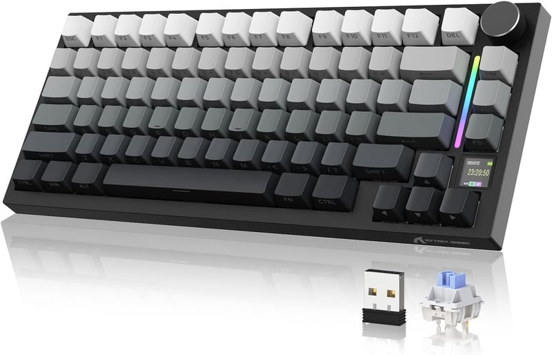 YINDIAO ATTACK SHARK X820 mechanikus billentyűzet TFT kijelzővel, 75% ANSI, 2.4GHz/BT/vezetékes