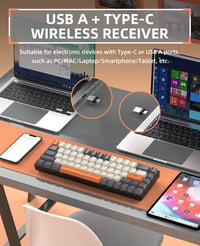YINDIAO K68 60% Vezeték Nélküli Mechanikus Gaming Billentyűzet, Bluetooth 5.0/2.4GHz, 68 Gombos Kompakt Mini Billentyűzet Hot Swap Funkcióva 4