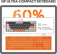 YINDIAO K68 60% Vezeték Nélküli Mechanikus Gaming Billentyűzet, Bluetooth 5.0/2.4 GHz, 68 Gombos Mini Billentyűzet Hot Swap Funkcióval, Kék  6