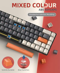 YINDIAO K68 60% Vezeték Nélküli Mechanikus Gaming Billentyűzet, Bluetooth 5.0/2.4 GHz, 68 Gombos Mini Billentyűzet Hot Swap Funkcióval, Kék  8