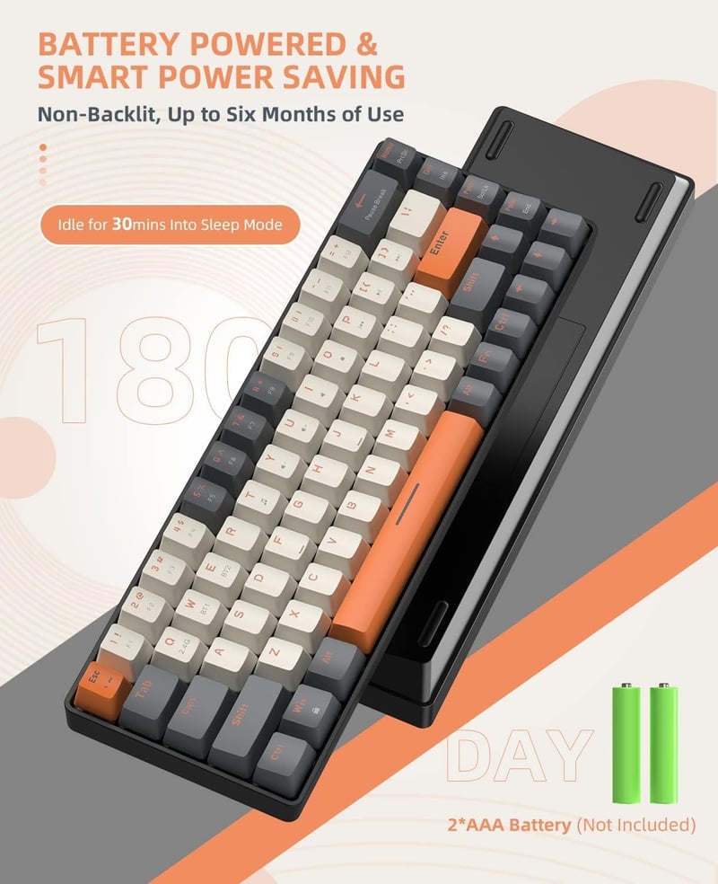 YINDIAO K68 60% Vezeték Nélküli Mechanikus Gaming Billentyűzet, Bluetooth 5.0/2.4GHz, 68 Gombos Kompakt Mini Billentyűzet Hot Swap Funkcióva