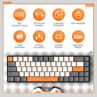 YINDIAO K68 60% Vezeték Nélküli Mechanikus Gaming Billentyűzet, Bluetooth 5.0/2.4GHz, 68 Gombos Kompakt Mini Billentyűzet Hot Swap Funkcióva 2