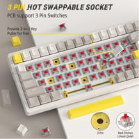 YINDIAO K96 Vezeték Nélküli Mechanikus Billentyűzet Bluetooth 2.4GHz Hot-Swap 96% Layout Numerikus Blokk Piros Switch Gaming PC 5