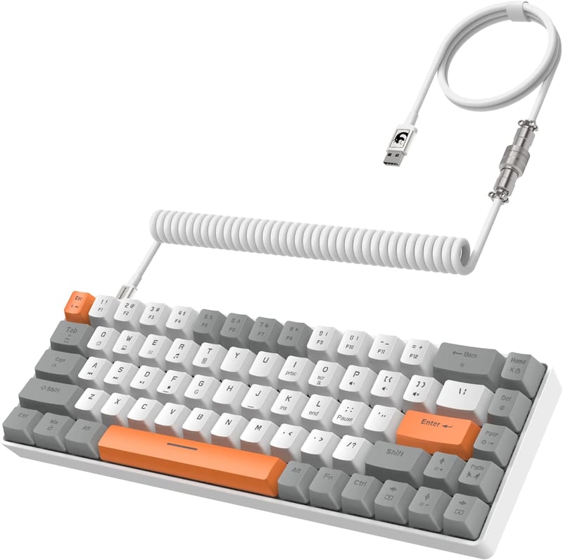 YINDIAO T8 60% Kompakt Gamer Billentyűzet, 68 Gombos Mechanikus Mini Keyboard, RGB Háttérvilágítás, Piros Switch, USB-C Kábel, PC/PS4 Kompat