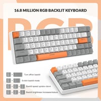 YINDIAO T8 60% Kompakt Gamer Billentyűzet, 68 Gombos Mechanikus Mini Keyboard, RGB Háttérvilágítás, Piros Switch, USB-C Kábel, PC/PS4 Kompat 4