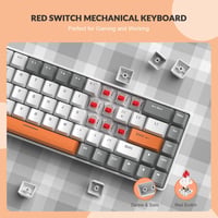 YINDIAO T8 60% Kompakt Gamer Billentyűzet, 68 Gombos Mechanikus Mini Keyboard, RGB Háttérvilágítás, Piros Switch, USB-C Kábel, PC/PS4 Kompat 5