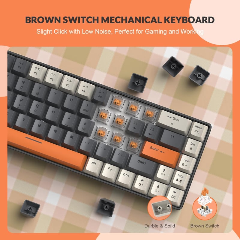 YINDIAO T8 60% Mechanikus Gaming Billentyűzet 68 Gomb TKL Brown Switch RGB