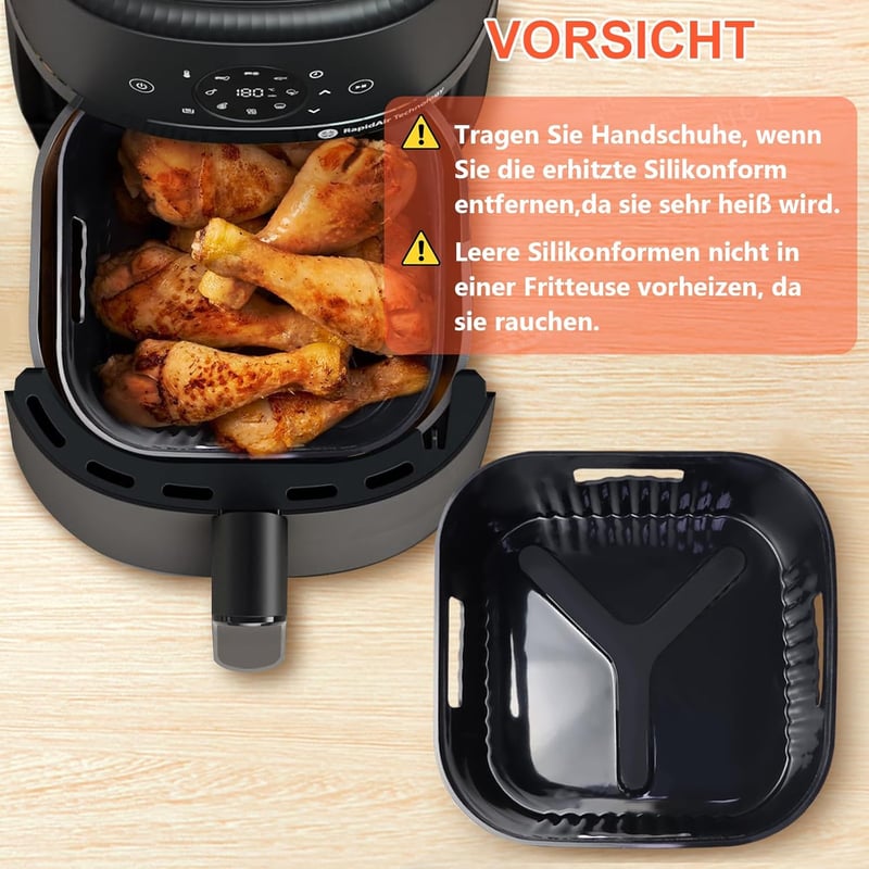 YINGRACE 20 cm szilikon forma légfriteusz XL 2 db Philips Cosori kompatibilis