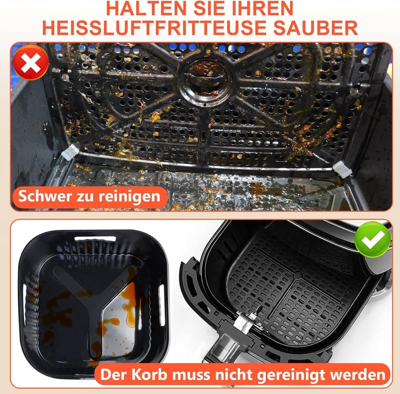 YINGRACE 20 cm szilikon forma légfriteusz XL 2 db Philips Cosori kompatibilis