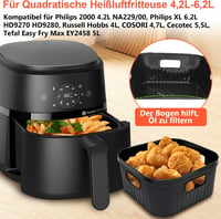YINGRACE 20 cm szilikon forma légfriteusz XL 2 db Philips Cosori kompatibilis 2