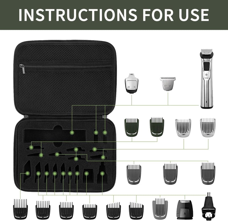 Yinke Kemény Utazótok Philips Multigroom Series 7000 Borotvához - Kompatibilis MG7745/15, MG7736/25, MG7785/20 Modellekkel, Fekete