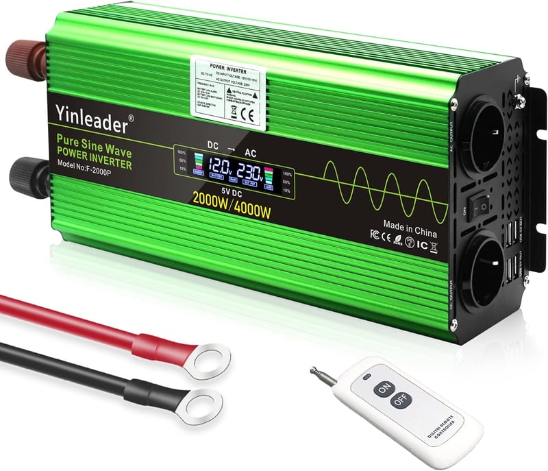 Yinleader 2000W/4000W Inverter 12V-230V Tiszta szinusz áramváltó USB portokkal