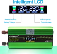 Yinleader 2000W/4000W Inverter 12V-230V Tiszta szinusz áramváltó USB portokkal 4