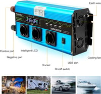 Yinleader 2600W/5200W Inverter 12V 230V Tiszta Szinusz Hullám Távirányítóval 7