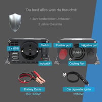 Yinleader 400 W inverter 12 V/230 V, 2 USB porttal 6