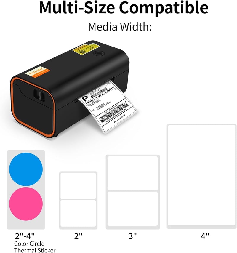 Yinleader 4x6 Bluetooth Termal Címkenyomtató DHL, Amazon, FedEx, UPS Kompatibilis