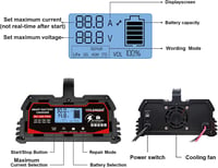 Yinleader BC-300 Pro akkumulátortöltő autókhoz 30A 12V/24V teljesen automata LCD kijelzővel, csepptöltő 7