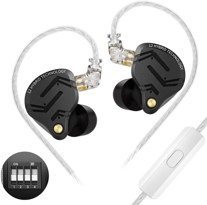Yinyoo KZ ZS12 PRO X Vezetékes Fülhallgató Mikrofonnal - 1DD+5BA Hybrid Technológia, 4 Hangolási Opció, Fém Ház, Mély Basszus, Játékhoz