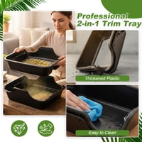 Yiomxhi Trim Tray so 150-mikrónovým peľovým sitom, ergonomická tácka na strihanie, 2-dielne sito na sušenie bylín, čierna 2