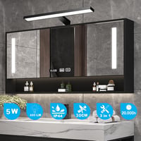 YIQAN LED tükörvilágítás 4000K, matt fekete – 30 cm, 5W 4