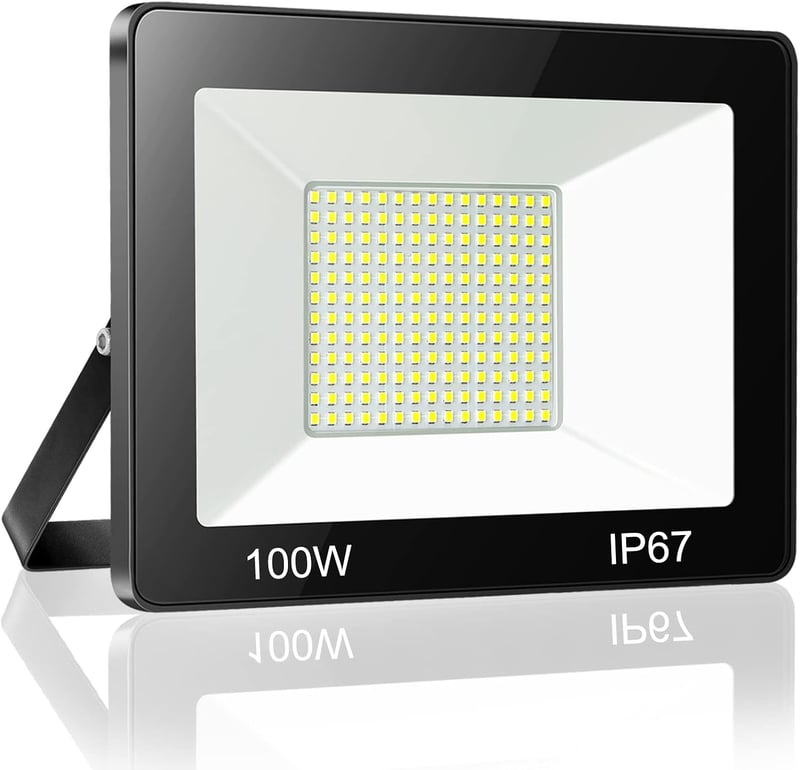Proiector LED YIQIBRO 100W, IP67 impermeabil, 10000 lm, alb rece, exterior