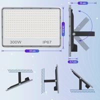 YIQIBRO 300W LED Kültéri Reflektor 2db, 30000 lm, IP67 Vízálló, Hideg Fehér 7