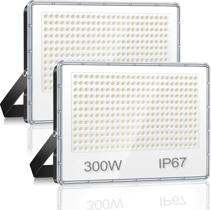 YIQIBRO 300W LED Kültéri Reflektor 2db, 30000 lm, IP67 Vízálló, Hideg Fehér