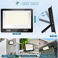 YIQIBRO 300W LED reflektor IP67 vízálló 30000 lm hideg fehér kültéri spotlámpa 6