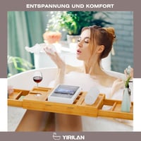 Yirilan bambusová vaňová polica, výsuvná a rozšíriteľná, pre 1 alebo 2 osoby, 80x20 cm, luxusný drevený držiak na vaňu 6
