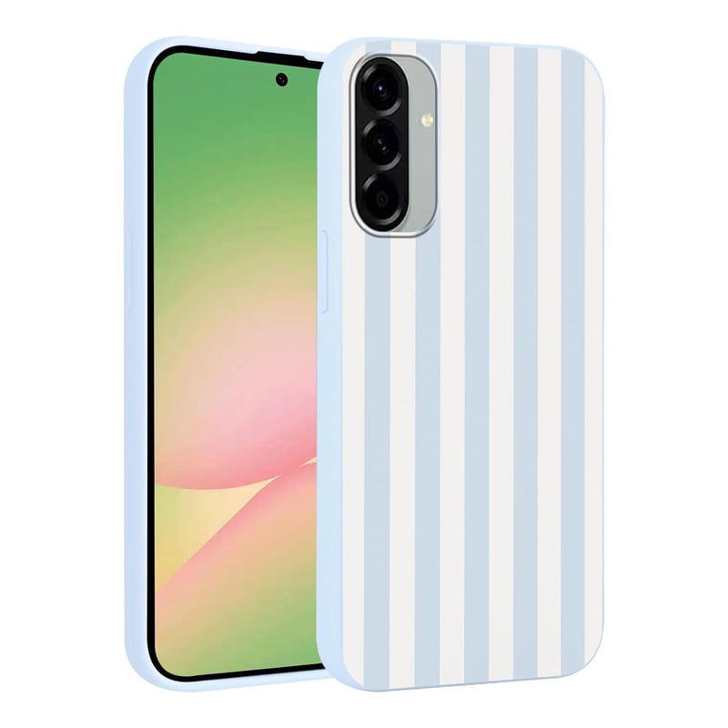 Silikónový TPU ochranný kryt Yirlbey na Samsung Galaxy A56, 6,7 palca, letný modro-biely pruhovaný vzor pre dievčatá