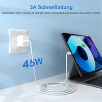 YISH 45W GaN USB-C brzi punjač - PD3.0 kompaktni mrežni punjač za iPhone 17/16/15 Pro Max/Samsung S25/S24/S23 uređaje, sa 60W Type-C kabelom 3