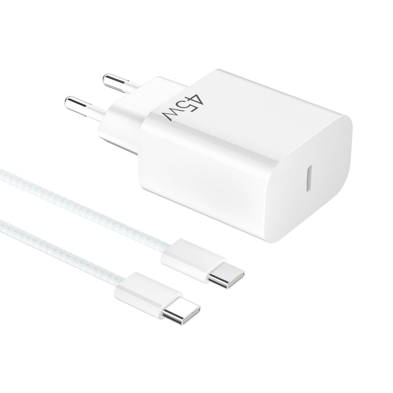 YISH 45W GaN USB-C brzi punjač - PD3.0 kompaktni mrežni punjač za iPhone 17/16/15 Pro Max/Samsung S25/S24/S23 uređaje, sa 60W Type-C kabelom