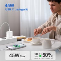 YISH 45W GaN USB-C brzi punjač - PD3.0 kompaktni mrežni punjač za iPhone 17/16/15 Pro Max/Samsung S25/S24/S23 uređaje, sa 60W Type-C kabelom 2