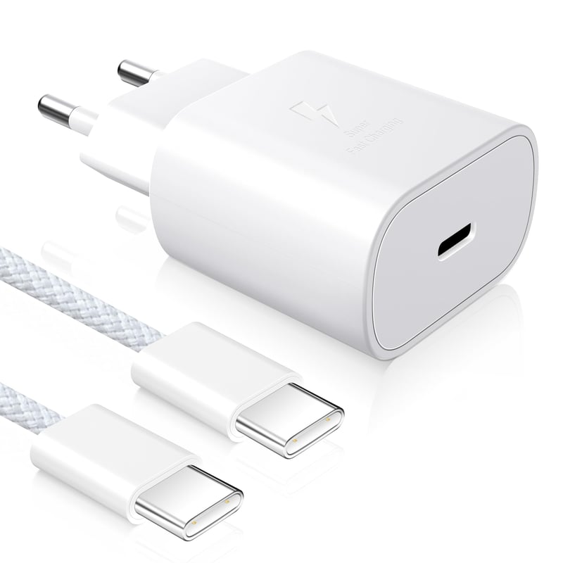 Încărcător rapid YISH USB-C 25W - Adaptor de rețea PD 3.0 cu cablu USB-C de 1 m (60W)