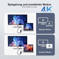 YISH USB-C Hub 6 az 1-ben, PD 100W, 4K HDMI, 2x USB-A, SD/TF kártyaolvasó - szürke 5