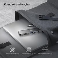 YISH USB-C Hub 6 az 1-ben, PD 100W, 4K HDMI, 2x USB-A, SD/TF kártyaolvasó - szürke 7