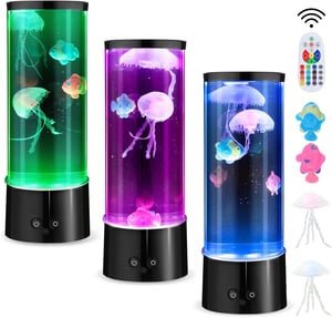 YISITONG Lampă de lavă cu meduze LED, acvariu decorativ cu 17 culori schimbătoare, lampă de veghe pentru camera copiilor, acasă și la birou