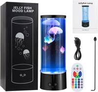 YISITONG Lampă de lavă cu meduze LED, acvariu decorativ cu 17 culori schimbătoare, lampă de veghe pentru camera copiilor, acasă și la birou 7