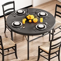 YITAHOME 122 cm okrugli sklopivi stol s ručkom za nošenje, otporan na vremenske uvjete, metalni okvir, ploča stola 4 cm, za vanjsku/unutarnju upotrebu, crni, za zabave, kampiranje, roštiljanje 2