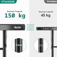 YITAHOME 122 cm okrugli sklopivi stol s ručkom za nošenje, otporan na vremenske uvjete, metalni okvir, ploča stola 4 cm, za vanjsku/unutarnju upotrebu, crni, za zabave, kampiranje, roštiljanje 6