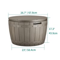 Cutie de depozitare pentru grădină YITAHOME 127 litri, impermeabilă, cu posibilitate de încuiere, cutie rotundă de exterior pentru perne, unelte de grădină și accesorii de piscină, maro deschis 7