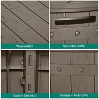 Cutie de depozitare pentru grădină YITAHOME 127 litri, impermeabilă, cu posibilitate de încuiere, cutie rotundă de exterior pentru perne, unelte de grădină și accesorii de piscină, maro deschis 6