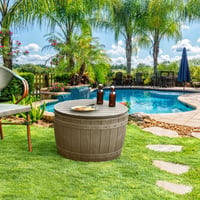 Cutie de depozitare pentru grădină YITAHOME 127 litri, impermeabilă, cu posibilitate de încuiere, cutie rotundă de exterior pentru perne, unelte de grădină și accesorii de piscină, maro deschis 8