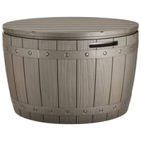 Cutie de depozitare pentru grădină YITAHOME 127 litri, impermeabilă, cu posibilitate de încuiere, cutie rotundă de exterior pentru perne, unelte de grădină și accesorii de piscină, maro deschis 1