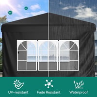 YITAHOME 2,5x2,5m Összecsukható Pavilon Oldalpanelekkel, Magasságállítható Kerti Sátor Fekete 4