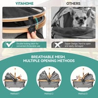YITAHOME 3 az 1-ben Összecsukható Kutyabuggy 20 kg-ig - Alumínium Vázas Kisállat Babakocsi Kutyáknak és Macskáknak, Hordozható Kisállat Kocs - gray 5